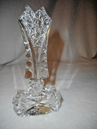 Vintage Czech Elbe Perfume Bottle - Clear Hand Cut Glass Crystal Perfume Bottle