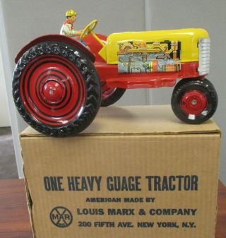 Vintage Marx Heavy Gauge Tractor 11 - 3/4 " Near W/original Box