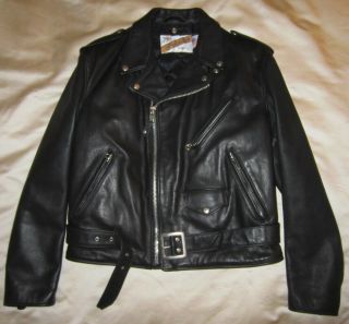 Vintage Schott Perfecto 618 Steerhide Black Leather Motorcycle Jacket Sz 42