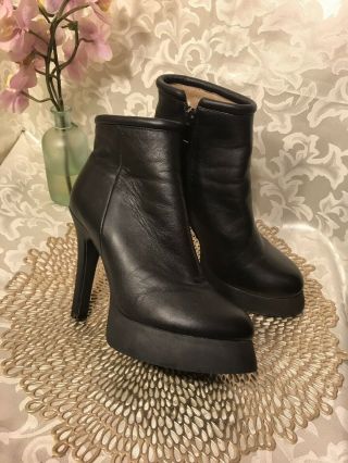 Chanel Black Leather Vintage Boots Sz 39/8m