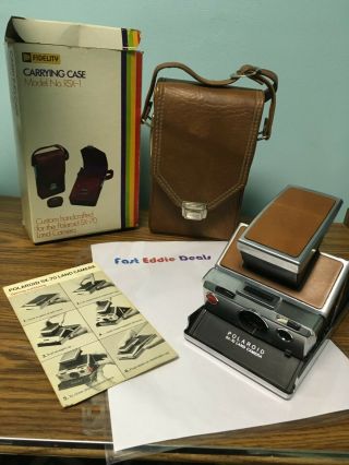 Vintage Polaroid Sx - 70 Land Camera With Leather Case And Box Folding