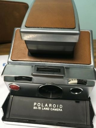 VINTAGE POLAROID SX - 70 LAND CAMERA WITH LEATHER CASE AND BOX FOLDING 7