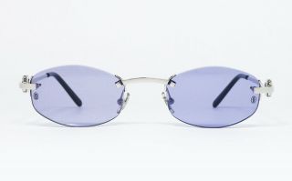 Nos Vintage Sunglasses Cartier Shamal Ginger Rimless Octagon Platine Frame Decor