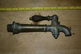 Vintage Brass Tap With Wooden Handle 21cm Long From Flange To End
