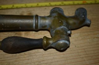 VINTAGE BRASS TAP WITH WOODEN HANDLE 21cm long from flange to end 4