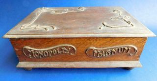 Art Nouveau Monopole Magnum Cigars Ornate Humidor Wooden Box 1910