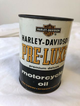(2) Vintage Harley - Davidson Motorcycles Motor Oil Can Tin 1 QT Empty 2