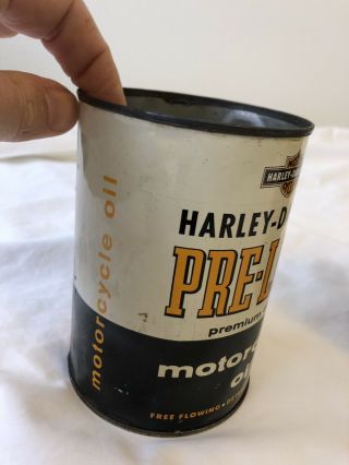 (2) Vintage Harley - Davidson Motorcycles Motor Oil Can Tin 1 QT Empty 5