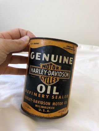 (2) Vintage Harley - Davidson Motorcycles Motor Oil Can Tin 1 QT Empty 7