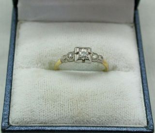 Art Deco 18ct Gold And Platinum Three Stone Diamond Ring