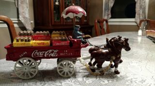 Cast Iron Coca Cola Horse Drawn Delivery Wagon