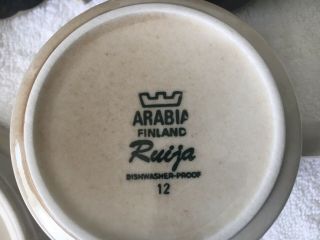 Set Of 5 Vintage Arabia Finland Ruija Brown Cup and Saucer EUC 7