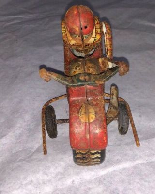Rare Alps Japan Tin Friction Flip Over Motorycle Toy Vintage 3