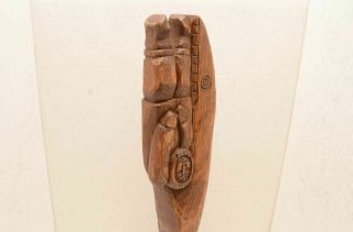 VTG Native Northwest Coast Carved Inuit Eskimo Figure Fish Whale Man Wood Statue 10