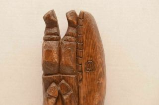 VTG Native Northwest Coast Carved Inuit Eskimo Figure Fish Whale Man Wood Statue 4
