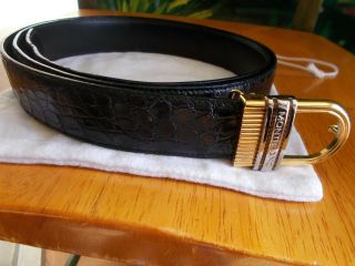 Authentic Vintage Mont Blanc Crocodile Black Belt Made In Italy