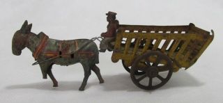 Rare Old Penny Toy,  Lithographed Tin Coach With Donkey,  Made In Japan,  Lqqk