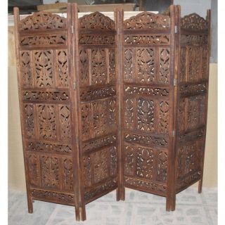 Screen 4 Panel Folding Luxury Hardwood Hand - Carved Privacy Screen Room Divider