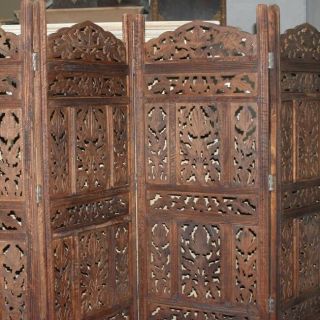 screen 4 Panel Folding luxury hardwood hand - Carved Privacy Screen Room Divider 2