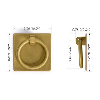 CBH 2 Chinese BRASS RING PLATE Cabinet Hardware Pull 2.  3 