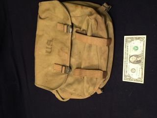 1943 Dated Musette Bag Us Wwii U.  S.  Army Usa Ww2 Field Bag Backpack