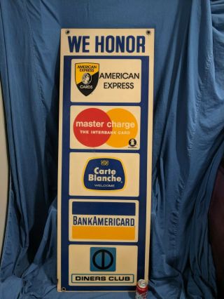 Vintage American Express Master Charge Sign Bankamericard Diners Club