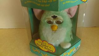 Vintage 1999 Tiger Electronics Furby Babies Light Blue Green White Belly Mib