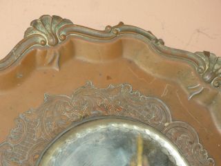 Antique 1920 ' s Japan Japanese Etched Beveled Wall Mirror Iron Copper Metal Frame 5