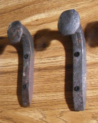 2 Rustic Door Knob Pulls Heavy Duty Garden Gate Handle Antique Railroad Spikes