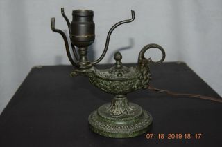 Antique 1920 ' s Bradley & Hubbard B&H Metal Overlay Aladdin Lamp Handel era 6