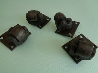 Set Of Four Antique Iron Furniture Casters Marked Patent,