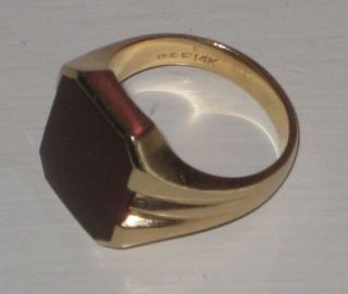 Vintage Carnelian 14k Yellow Gold Signet Ring Size 6.  25 To 6.  5