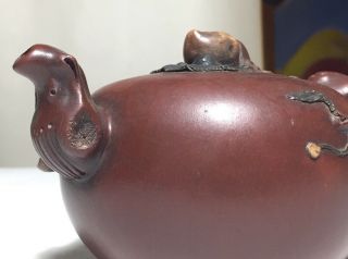 1 of 8 Old Chinese YIXING Teapot ZISHA Clay Tree Trunk Handle Fruit Signed 7