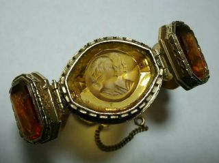Vintage Glass Cameo Intaglio Brass Antique Bracelet