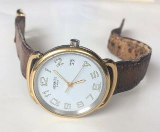 Vintage Hermes Paris Pullman - Style Swiss - Made Watch Gold on Stainless 2