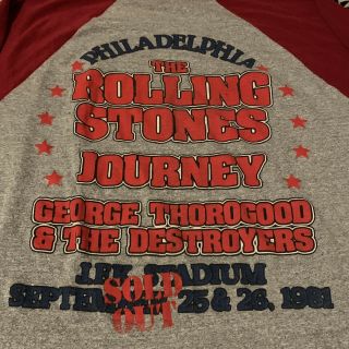 Rare Vintage Rolling Stones 1981 Raglan concert T shirt Size Medium 6