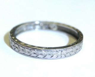 Art Deco Mine Cut Diamond Platinum Wedding Ring Band Size 4.  75 2