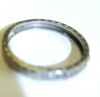 Art Deco Mine Cut Diamond Platinum Wedding Ring Band Size 4.  75 3