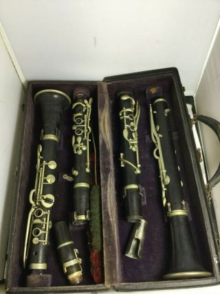 ANTIQUE BUFFET CRAMPON&CO MADE IN FRANCE WOOD CLARINET&DOUBLE CASE&CLARINET 3