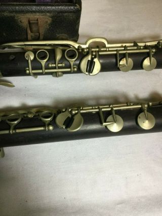 ANTIQUE BUFFET CRAMPON&CO MADE IN FRANCE WOOD CLARINET&DOUBLE CASE&CLARINET 7