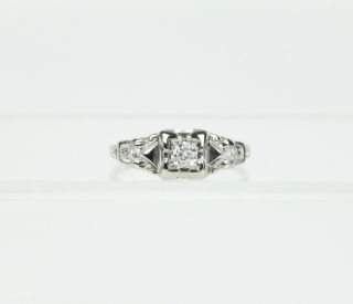 Art Deco Ladies Diamonds 18k White Gold Engagement Ring