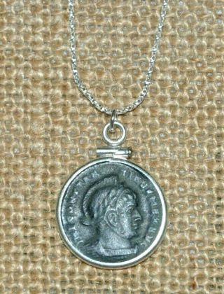 Authentic Ancient Constantine The Great Roman Imperial Coin 925 Silver Necklace