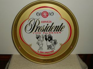 Vintage Cerveza Presidente Tipo Pilsener Beer Tray 13 " Dominican Republic Rare