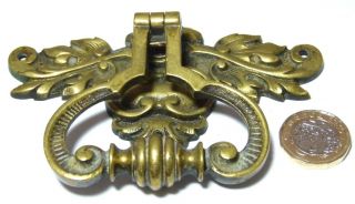 Large Arts&crafts Gothic Antique Brass Fancy Chest/drawer/door Handle Leaves