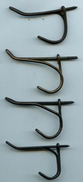 4 Antique Vintage Metal Twisted Wire Screw - In Hat Coat Hooks