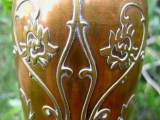 Antique Silver Crest Art Nouveau Bronze Vase Brass or Silver Overlay 5