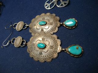Ultra Rare Native American Navajo Turquoise Sterling Silver Earrings