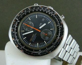 Vintage Seiko 6138 - 7000 Slide Rule Calculator Chronograph Watch.  Ca 1974