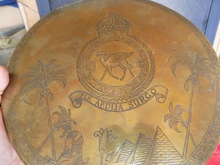 WWII BRITISH NO.  45 SQUADRON RAF LARGE THEATER MADE TRENCH ART BRASS GONG 8