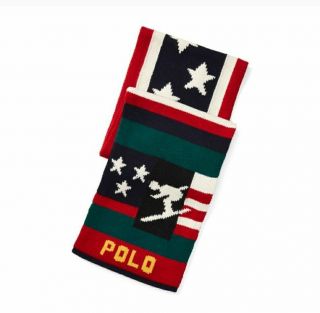 Polo Ralph Lauren Sui Ski Suicide Scarf Stadium 92 Pwing Crest Vintage